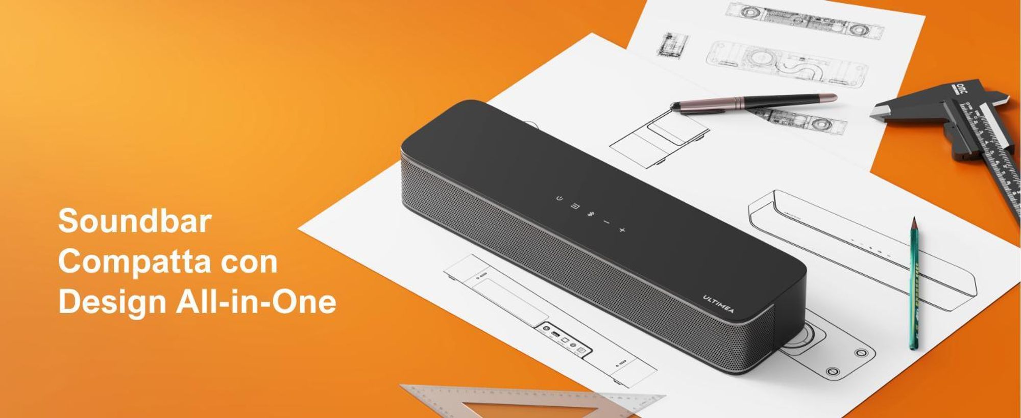 ULTIMEA Soundbar a 2.1 canali per TV con bassi regolabili, controllo tramite app, soundbar all-in-one, altoparlante TV Bluetooth 5.4, Poseidon M20