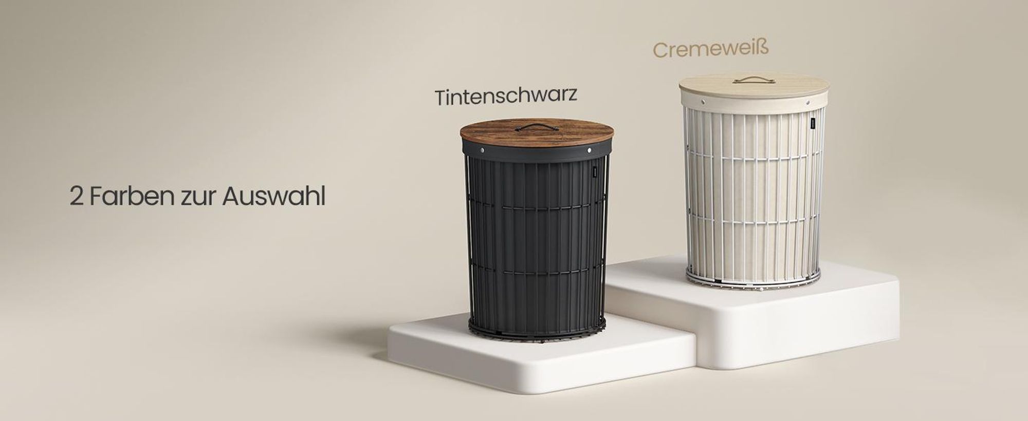 SONGMICS Wäschekorb mit Deckel, Wäschesammler rund, vielseitig, herausnehmbarer Wäschesack, große Kapazität