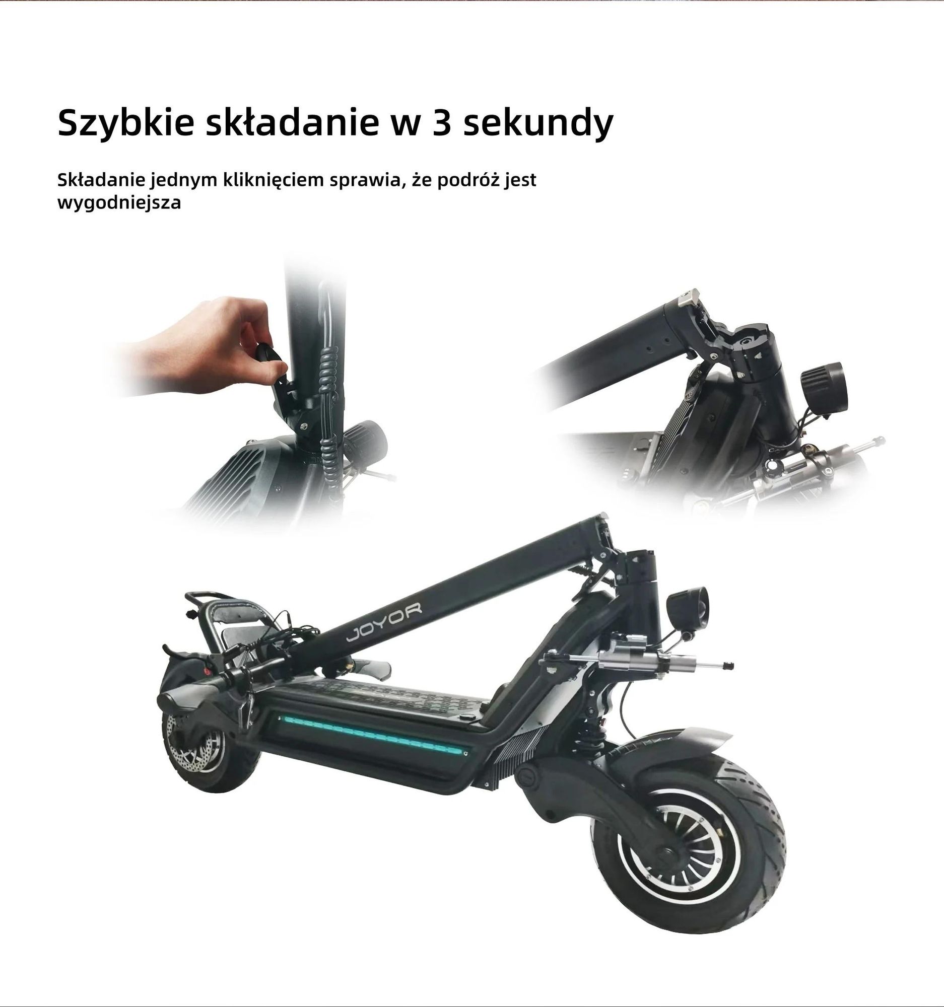 Skuter elektryczny JOYOR E6-S - 1600W*2 Silnik 60V31.5AH Akumulator 85KM Zasięg Hamulec tarczowy - Czarny