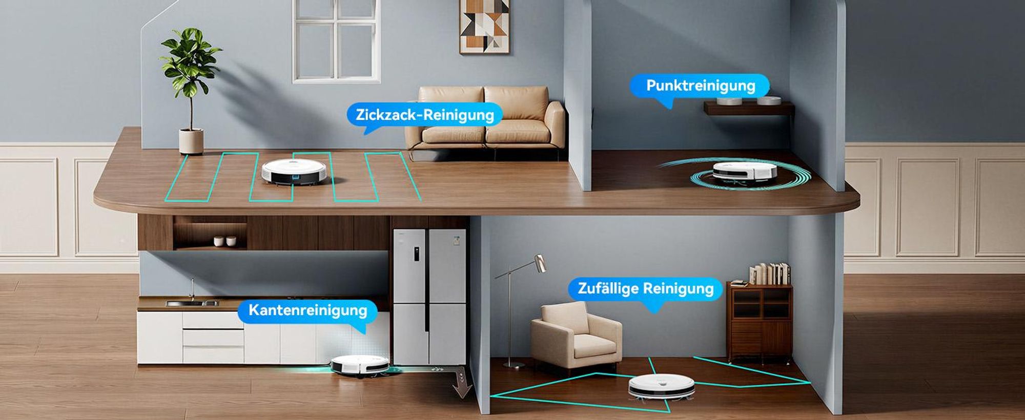 Staubsauger Roboter 10000Pa-Redkey E6 - Ultradünn & Leise, 150 Min Laufzeit, Ideal für Teppiche, Tierhaare und Hartböden, mit WiFi/Alexa/App-Steuerung