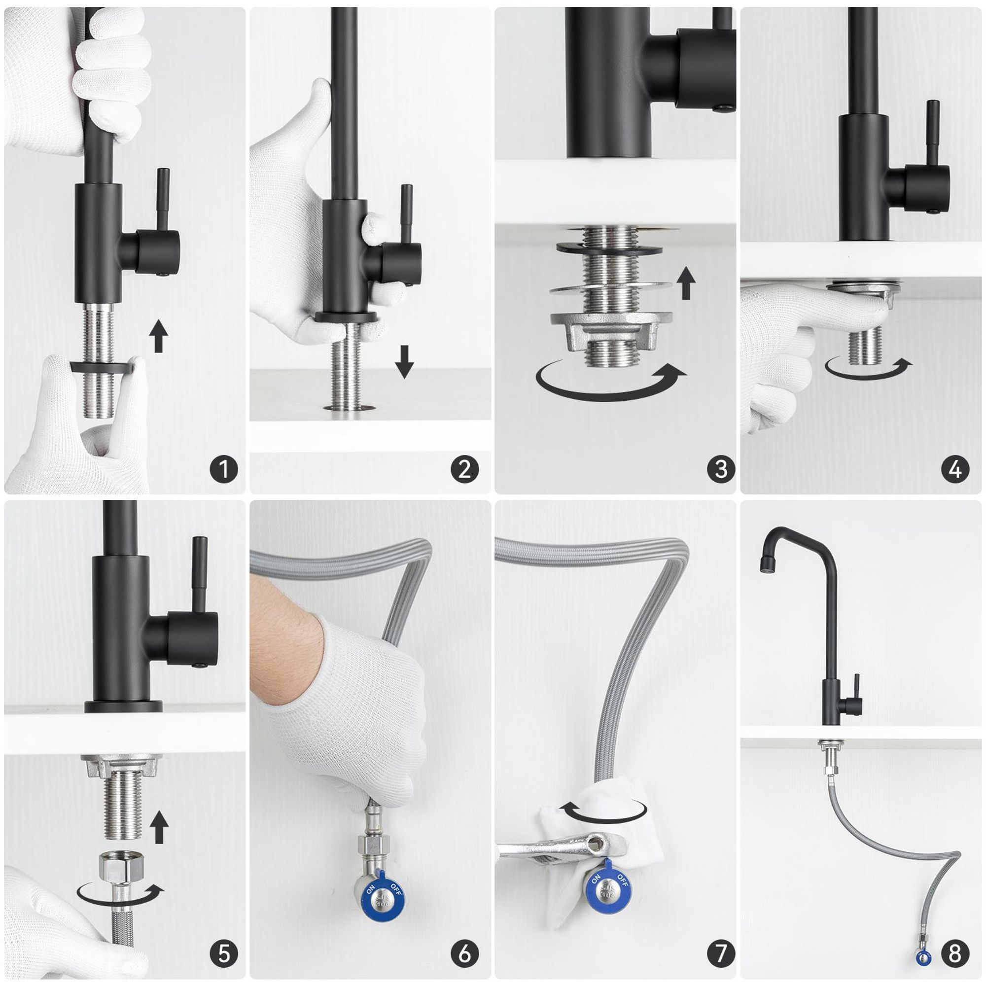 Kaltwasserhahn 360° drehbar, Edelstahl, schwarz – für Küche, Gäste-WC, Garten & Wohnmobil, flexible Armaturen mit hoher Qualität