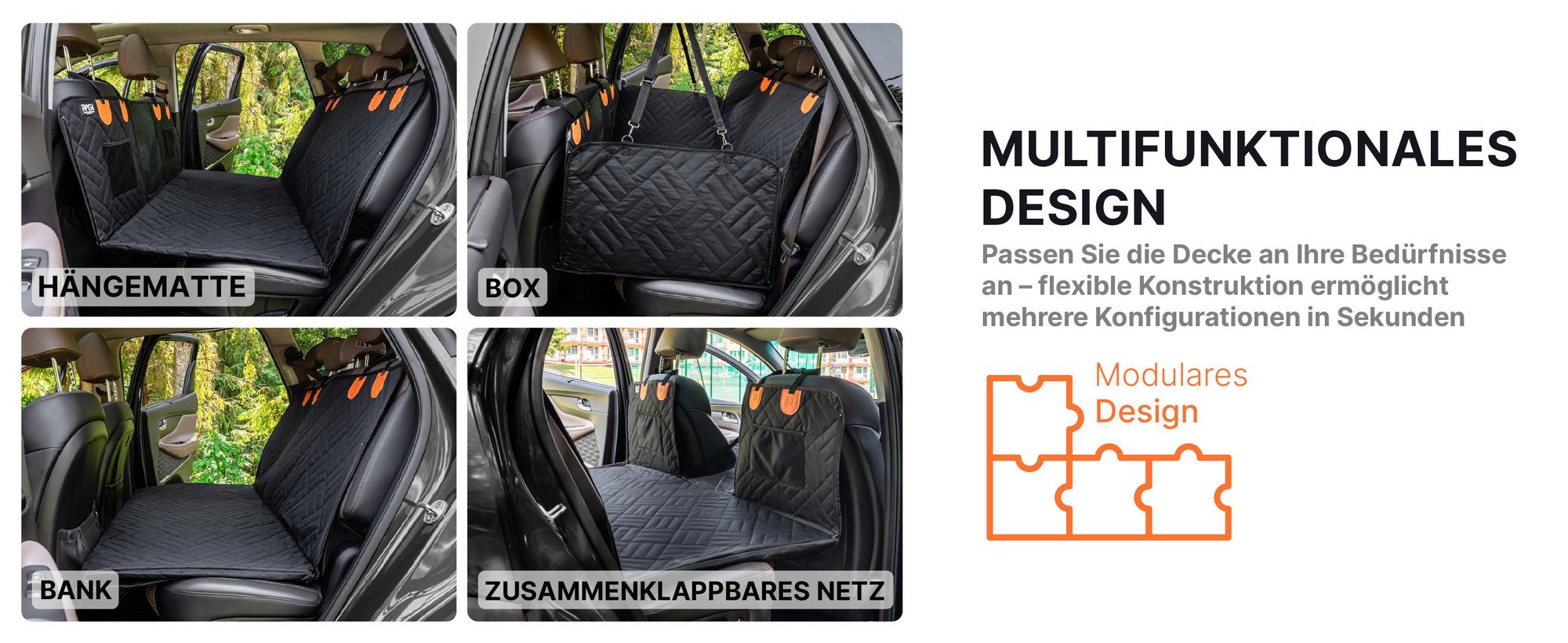 RAGI Hundedecke Auto Rücksitz 127×62 cm – Wasserdichte rutschfeste Autoschondecke mit verstärktem Boden, Seitenschutz und Sicherheitsgurt
