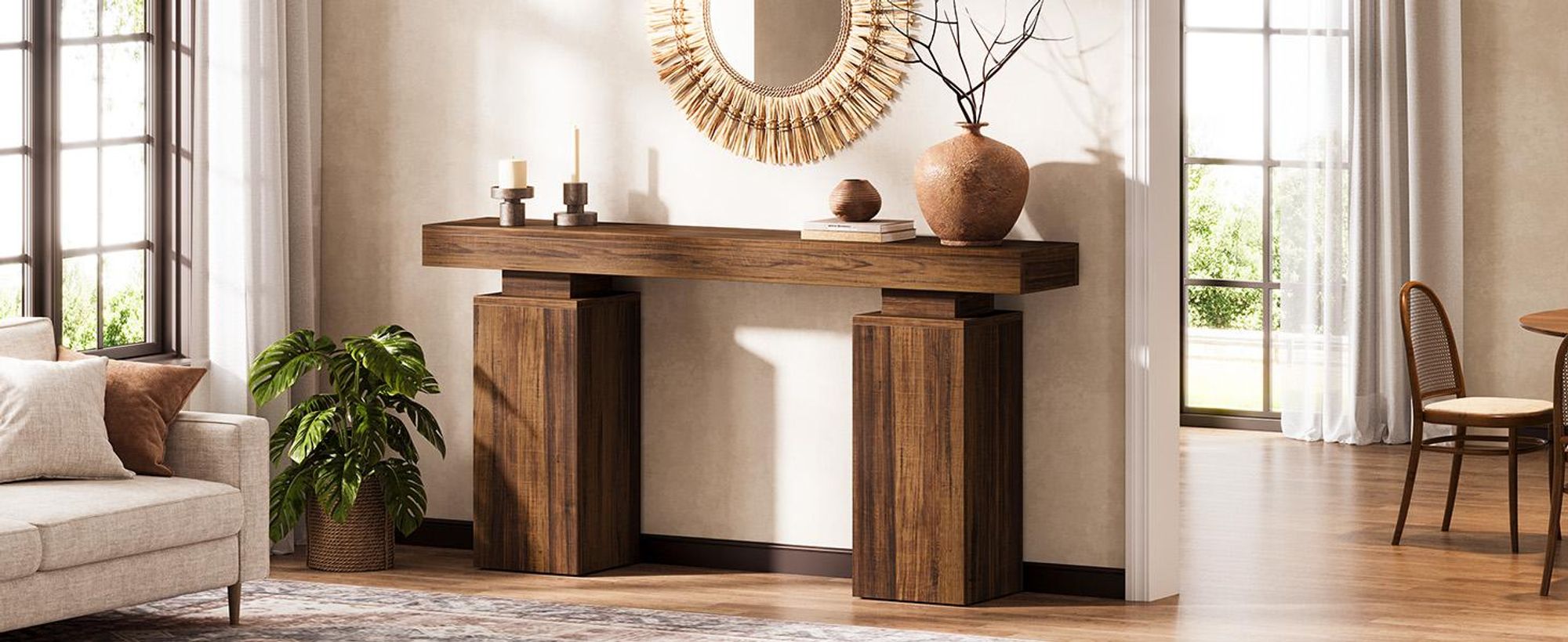 Tribesigns 160 cm Langer Konsolentisch, Bauernhaus Eingangstisch hinter der Couch, Holz Foyertisch, Eingangsstation, Moderne Flurtisch Akzent-Möbel
