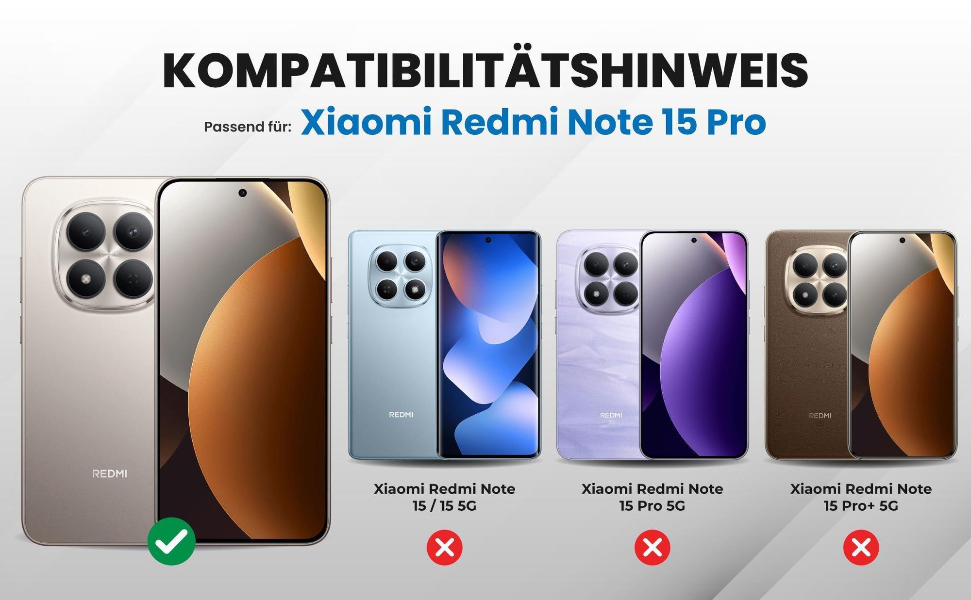 Kompatibilitätshinweise Hülle für Xiaomi Redmi Note 15 Pro