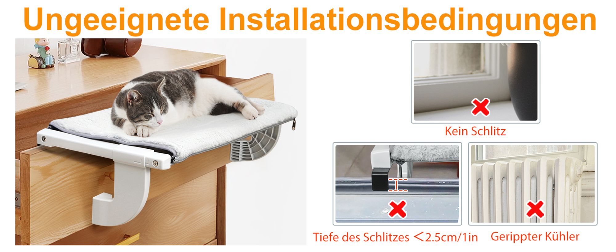 Katzenliege Balkon Fensterhängematte für Heizung Heizkörper Hängematte für Katzenfenster Katzen Fensterliege Fensterplätze Katzenbett Fensterbank