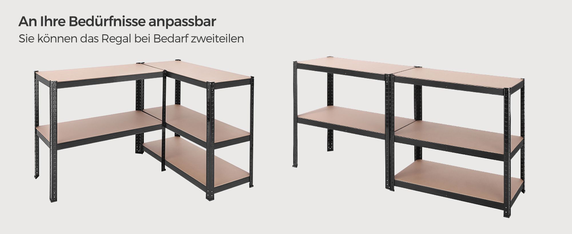 SONGMICS Schwerlastregal, Kellerregal, Lagerregal, 40 x 90 x 180 cm, Regal mit Stahlgestell, bis 875 kg belastbar, 5 verstellbare Ablagen, schwarz