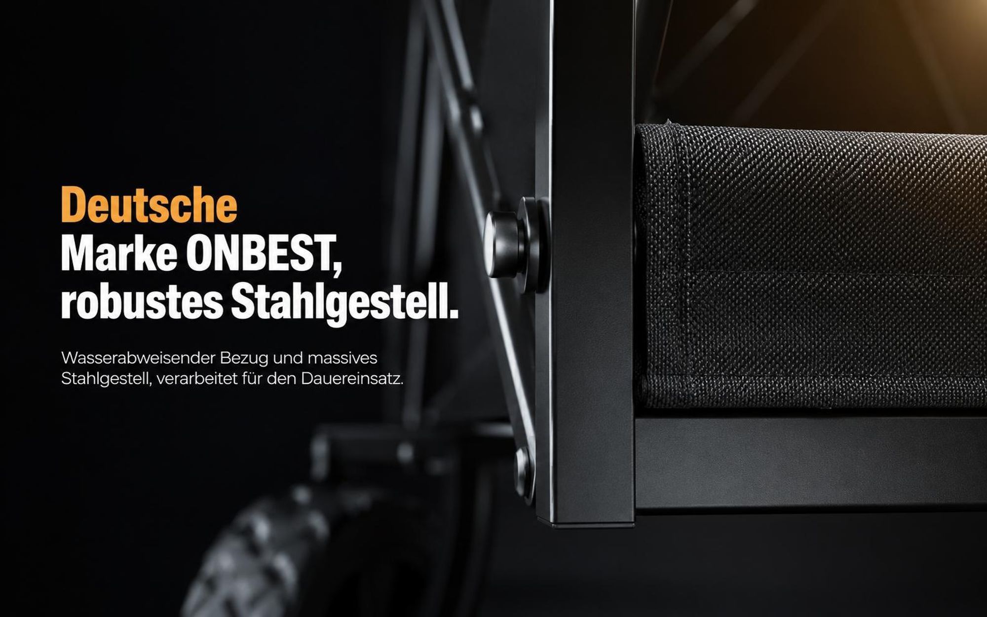 ONBEST Bollerwagen | faltbar | mit Schutzhaube | 61L | 80 kg | 0,8 mm Stahl | Schwarz | Wasserabweisend | 210D Oxford-Gewebe