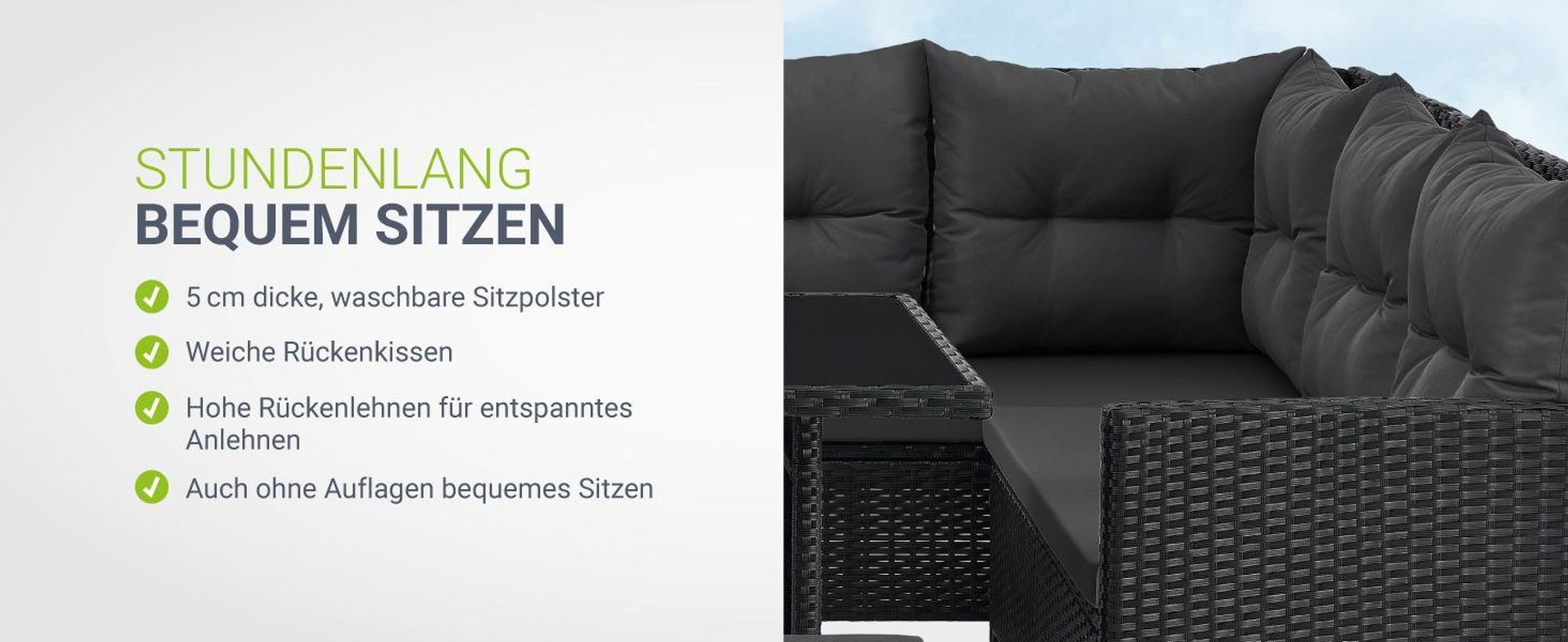 Juskys Polyrattan Lounge Manacor Schwarz und Grau