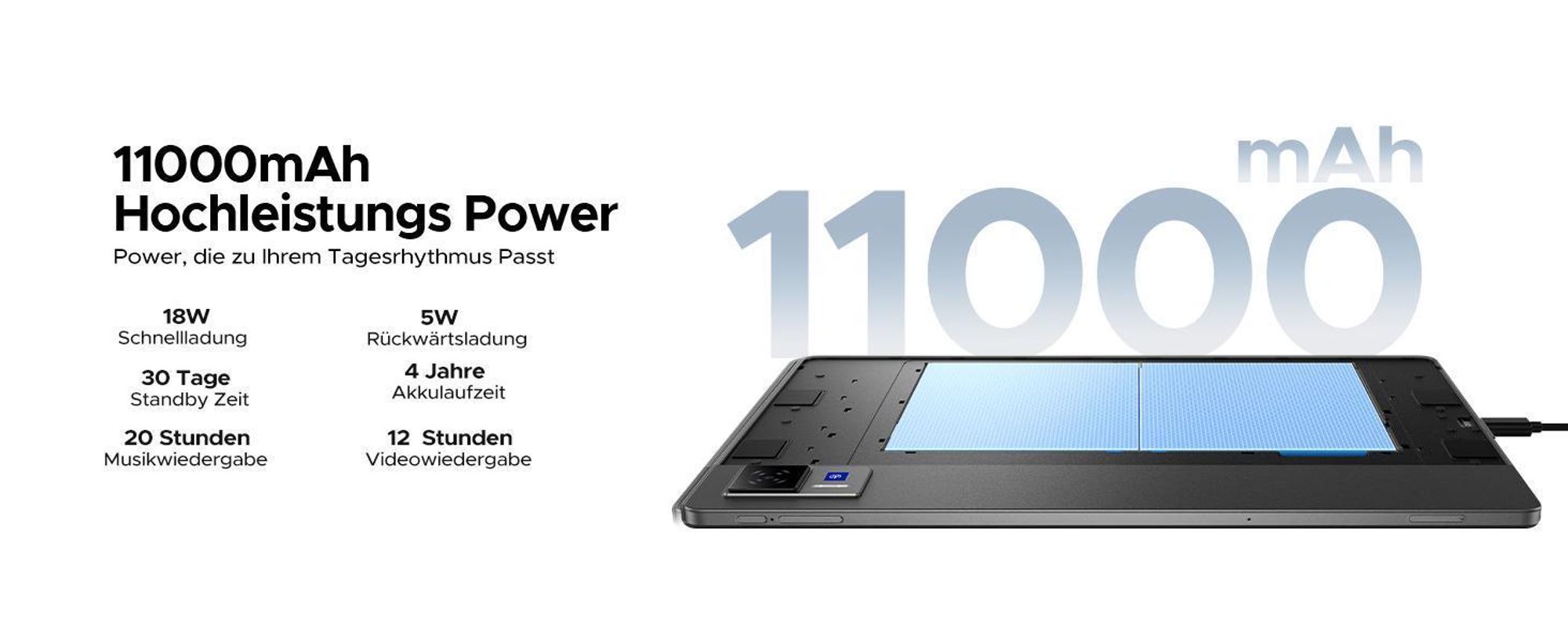 DOOGEE U13 Pro Tablet Android 16, 13,4 Zoll, 36 (6+30) GB + 256 GB(bis 2TB erweiterbar), 120Hz, 11.000 mAh/18 W, Gemini AI, Widevine L1,Tastatur-Set