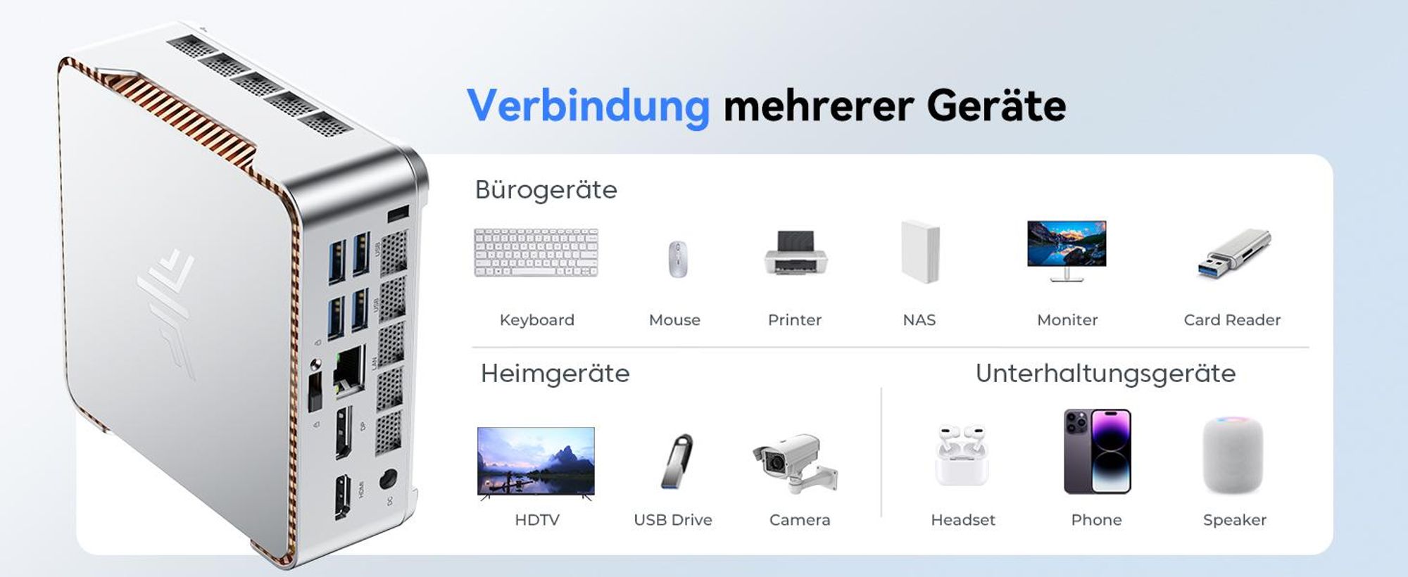 NiPoGi P2 Mini PC W-11 Pro, АMD Ryzen 7330U(4C/ 8T, bis zu 4,30 GHz)16 GB LPDDR4X 256 GB M.2 SSD Mini Desktop Computer mit 4K Triple Display, HDMI 2.0
