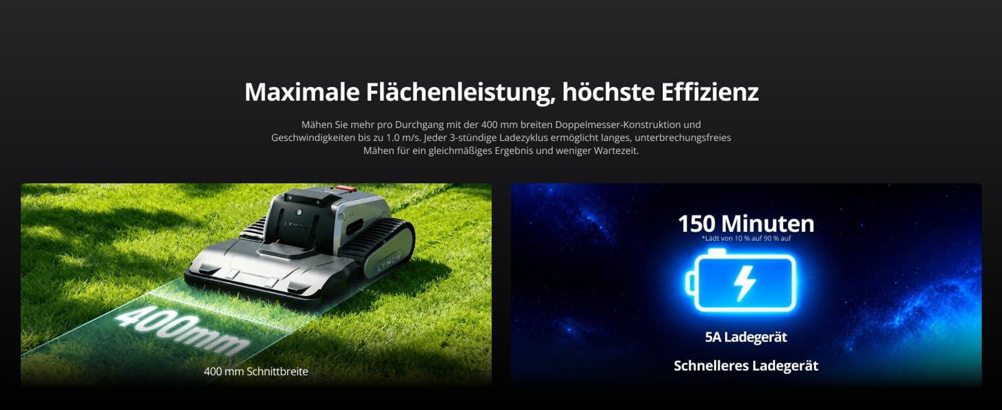 Mähroboter Lymow One Plus 5A 40cm/4000m² pro Tag, Kartierung bis zu 60.000m², ohne Begrenzungsdraht mit RTK-Cloud Techno