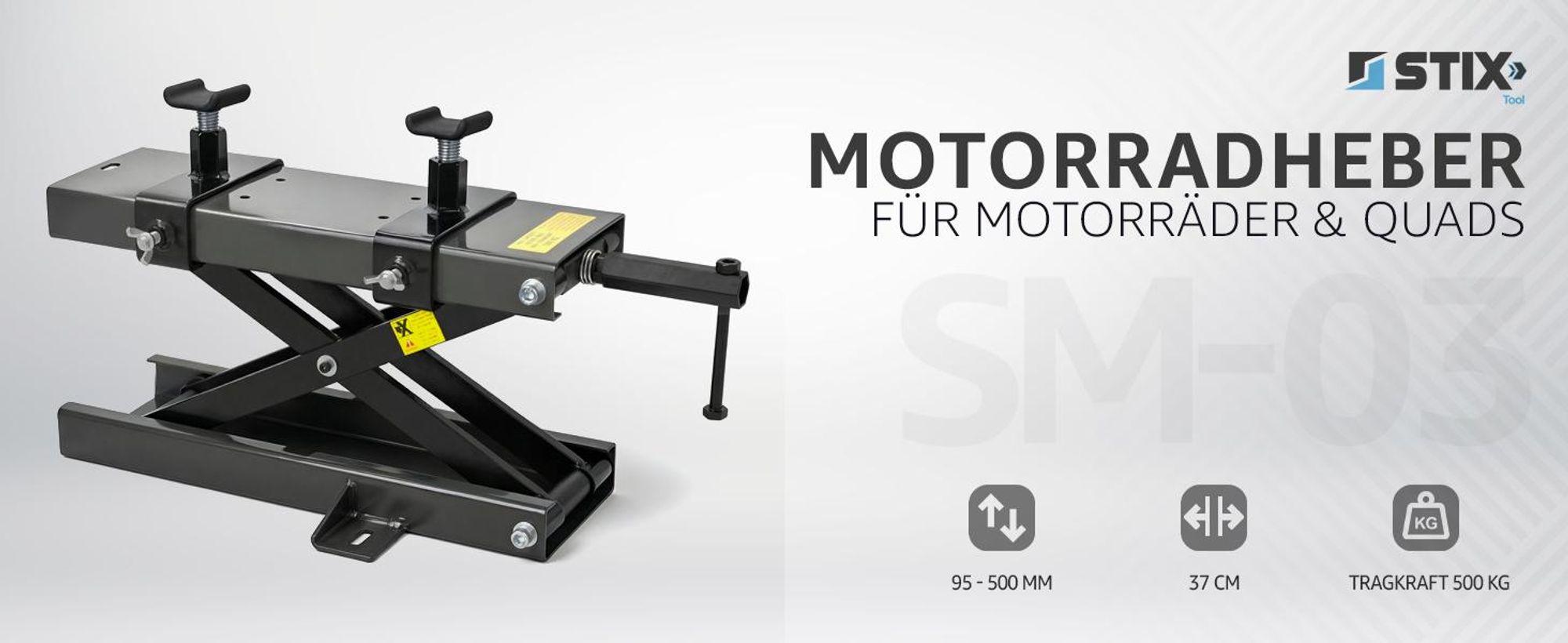 STIX SM-03 Motorradheber 500 kg 95–495 mm ATV Quad Motorrad Hebebühne