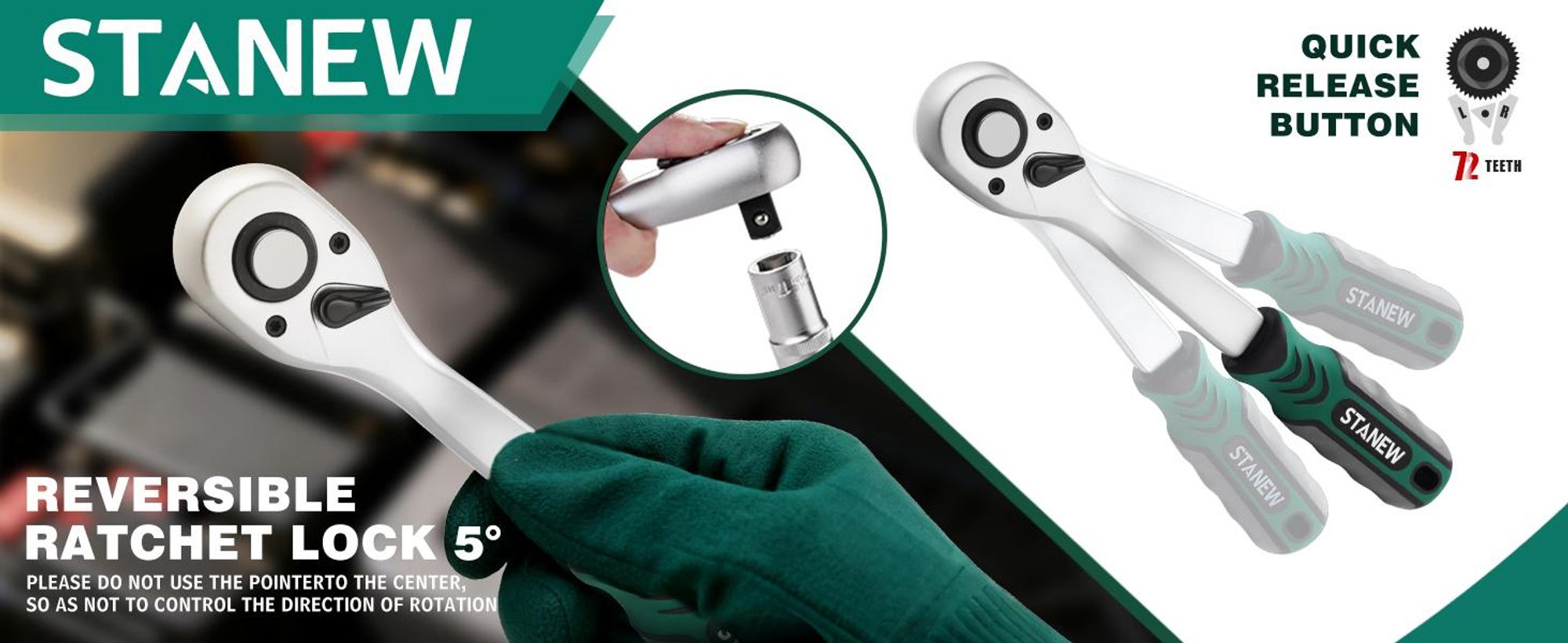 STANEW 192-teiliges Profi-Steckschlüssel-Set, 1/4 Zoll, 3/8 Zoll, 1/2 Zoll, CR-V, inkl. 3 Schnellspann-Ratschenschlüsseln, Standard/Tief/E-Torx-Steckn