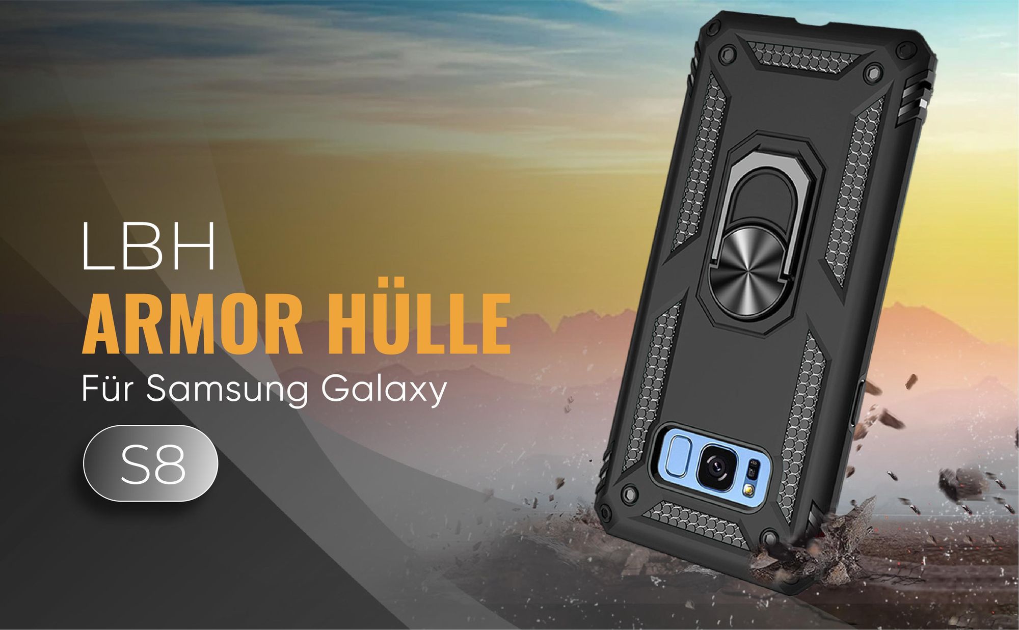 Schwarze Outdoorhülle für Samsung Galaxy S8
