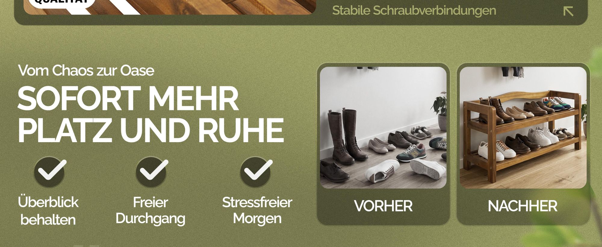 CASARIA® Schuhregal mit 5 Ebenen aus Akazienholz