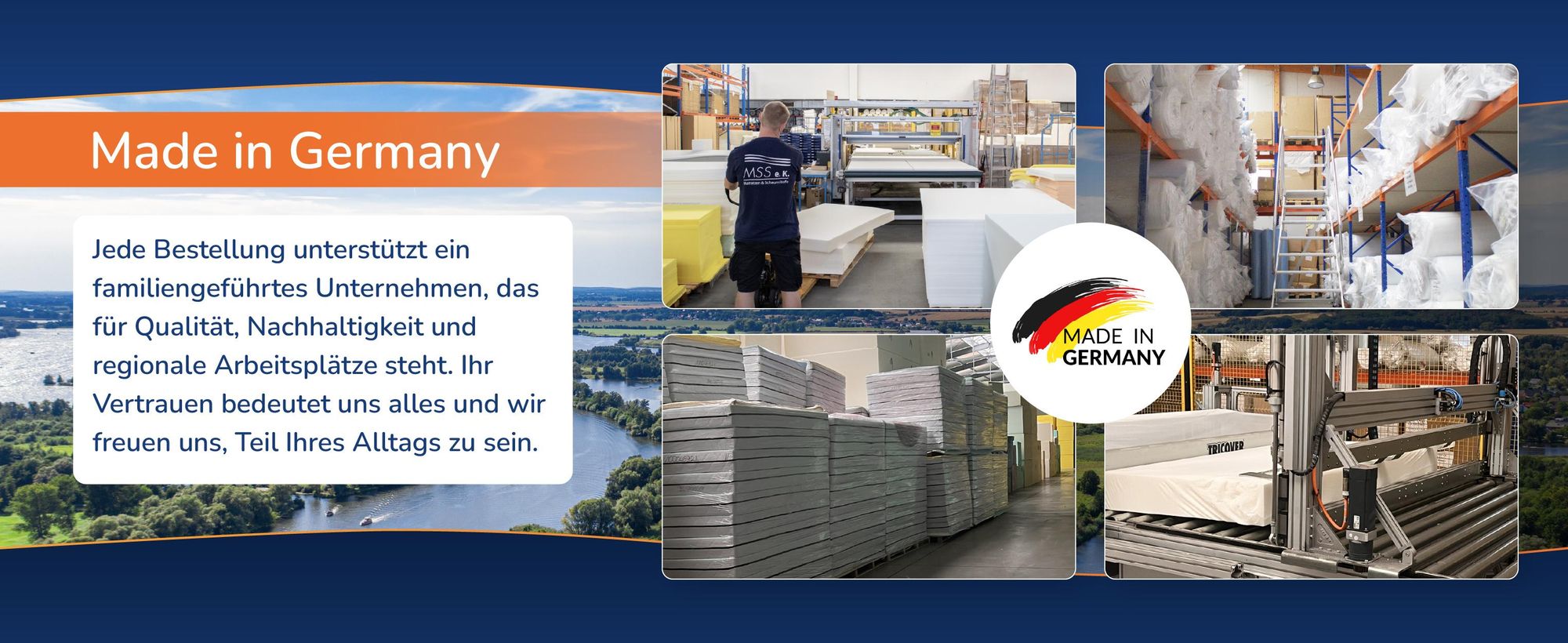 Vier Aufnahmen aus der Produktion von MSS in Brandenburg