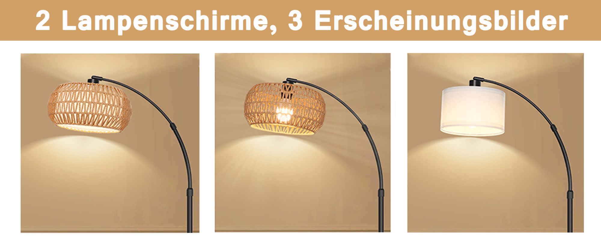 Rattan Stehlampe Boho Dimmbar Stehleuchte App-Steuerung Höhenverstellbar Standleuchte mit Fernbedienung für Schlafzimmer Wohnzimmer Büro