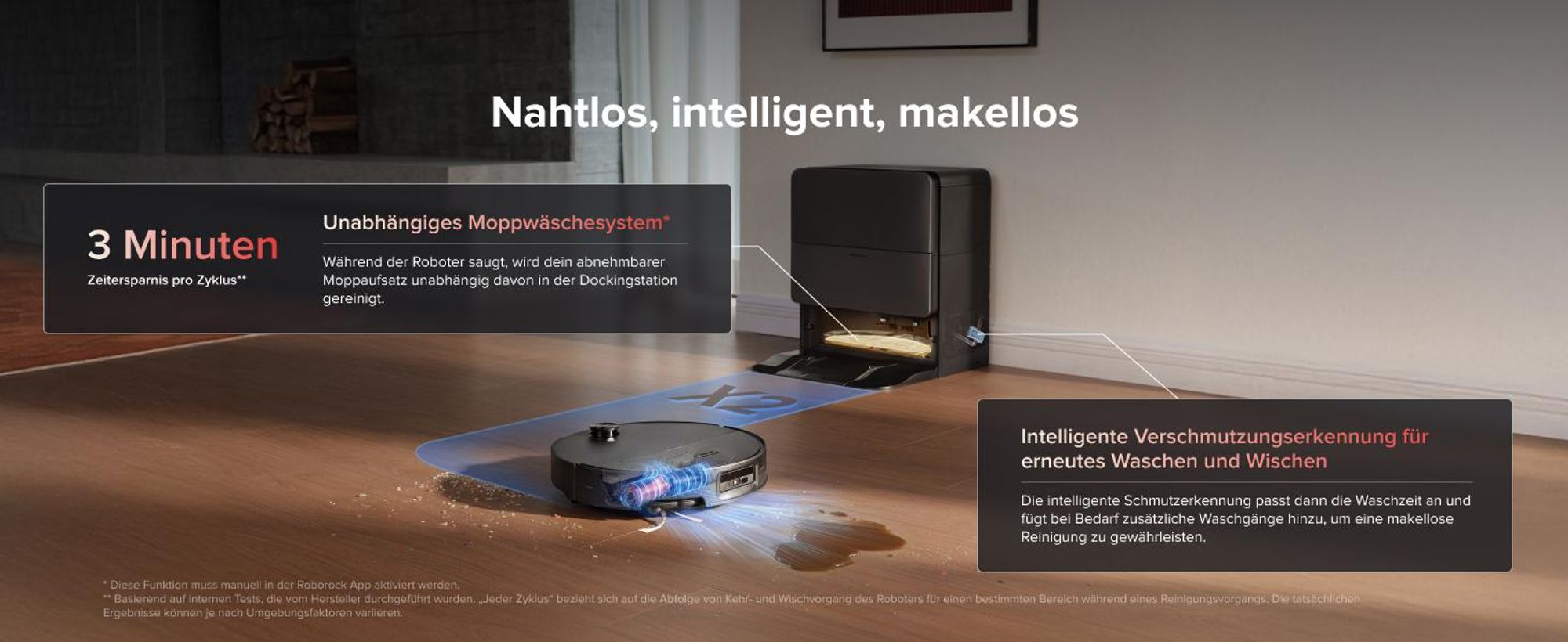Roborock Saros 20 Sonic Staubsauger Roboter, 36.000 Pa Saugroboter mit Wischfunktion, Dual Anti-Tangle System, 7,98cm Ultra-Slim Design (Schwarz)