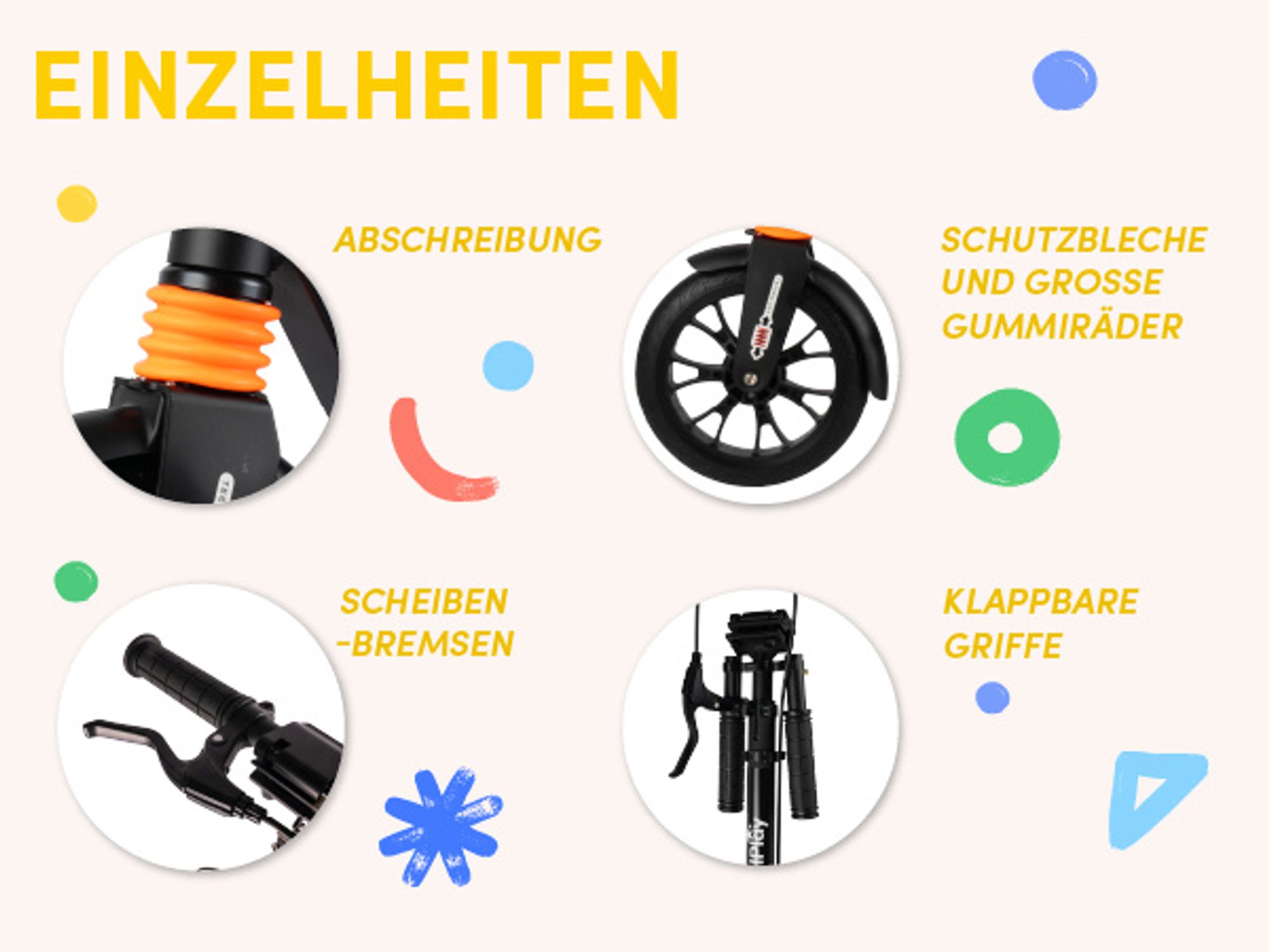 Kinderroller Scooter mit Abschreibung und Flaschenhalter