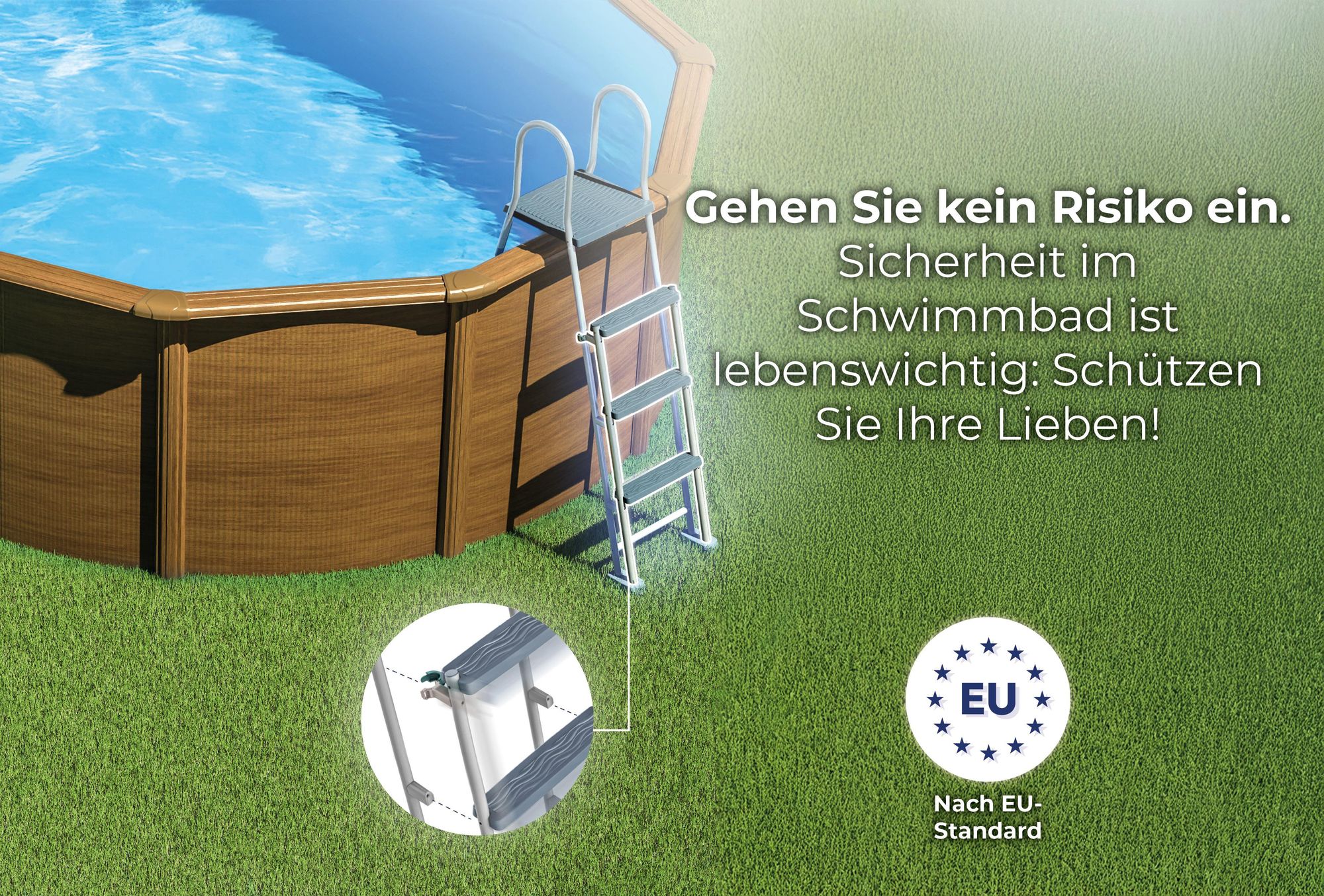GRE Ovaler Stahlwandpool mit Holzoptik KITPROV6188WO – 610 x 375 x 132 cm, Komplettset + GRATIS Elektrischer Poolreiniger VCB50