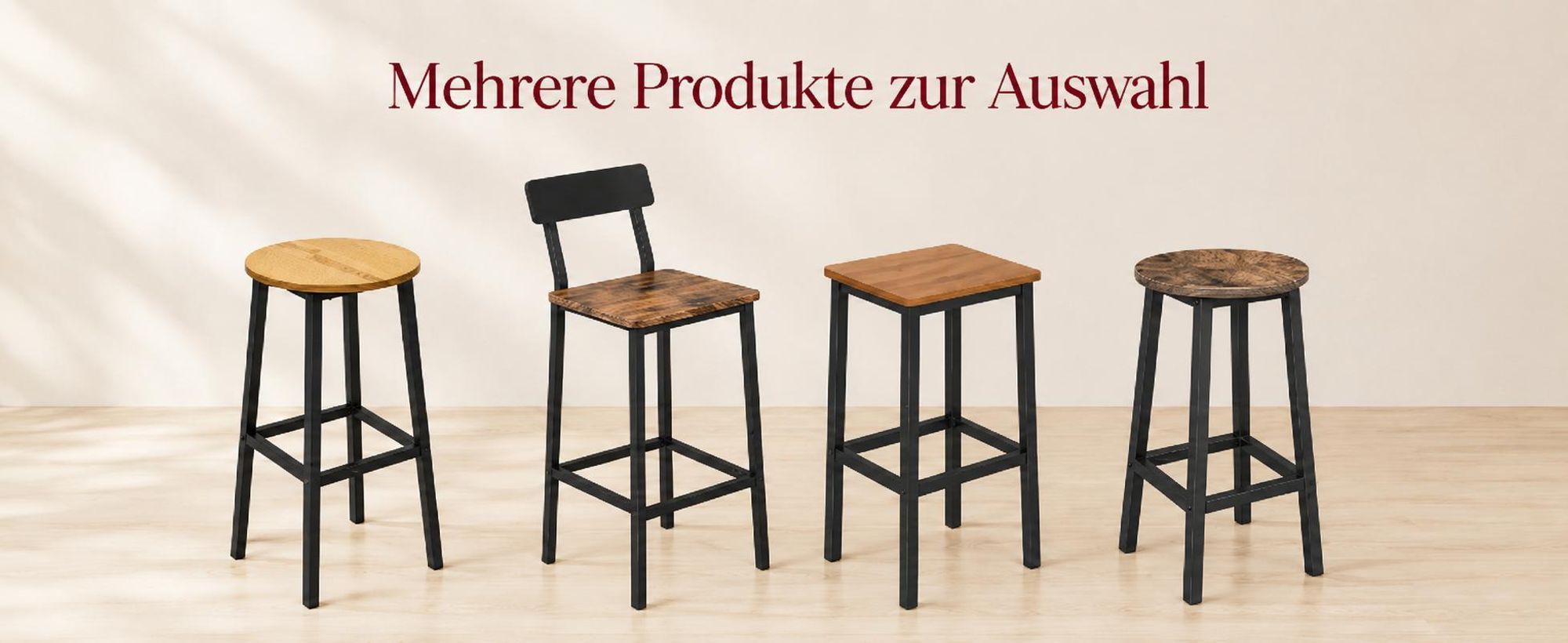BEGRYF Barhocker 65 cm Eichefarben, Sitz Ø30 cm, schwarzes Metallgestell, Küchenhocker Industrial