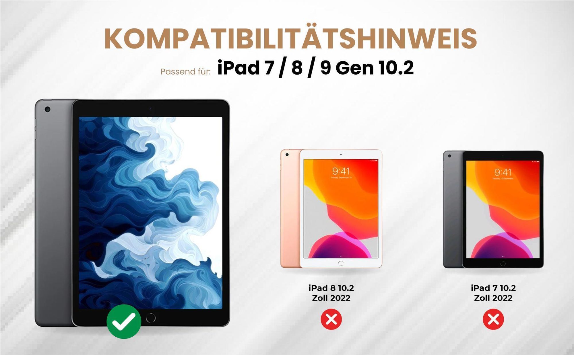 Kompatibilitätshinweise Tablet Cover für Apple iPad 7. / 8. / 9. Gen 10.2