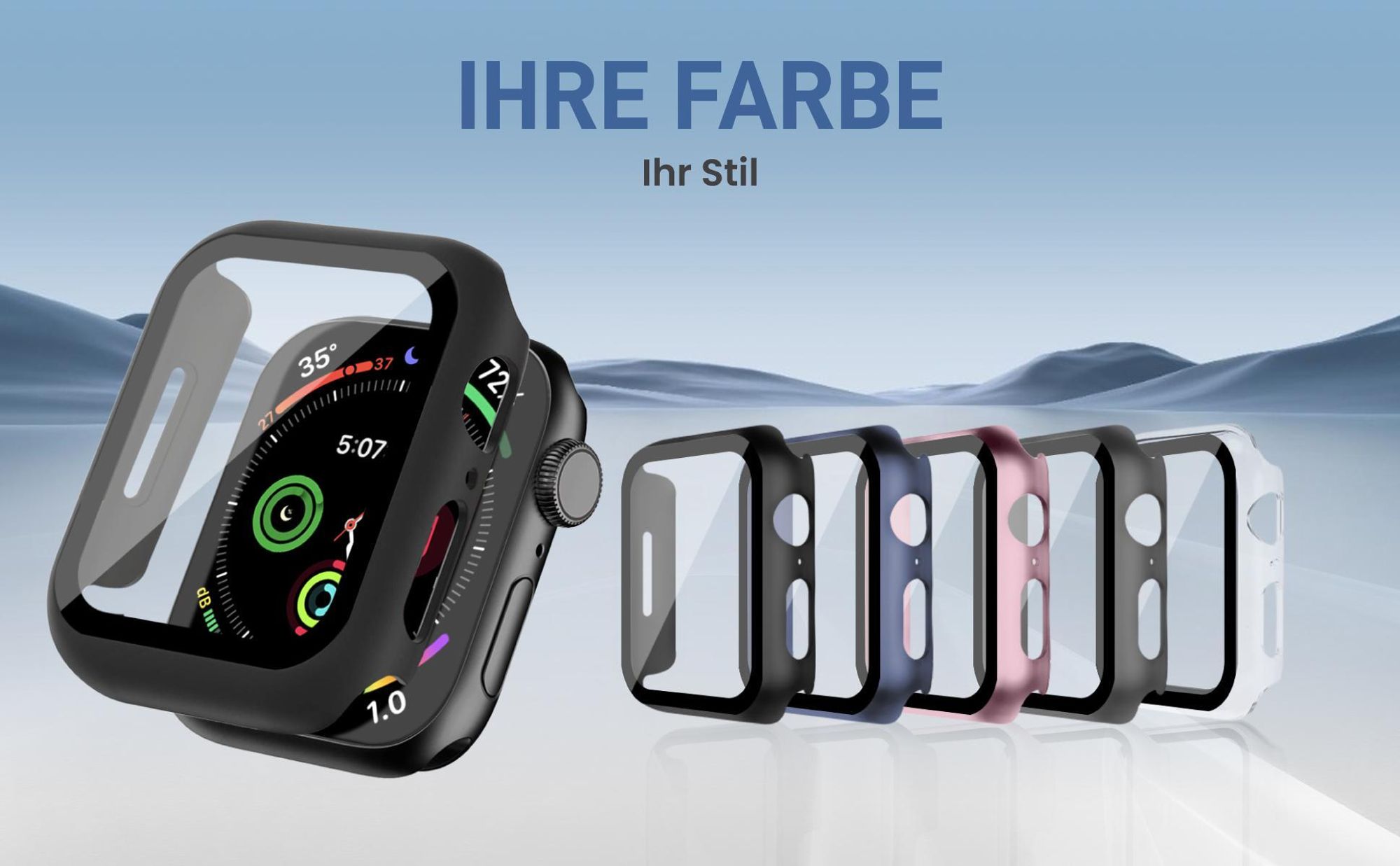 Cover Front Back für Apple Watch Series 7 / 8 / 9 41 mm in verschiedenen Farben