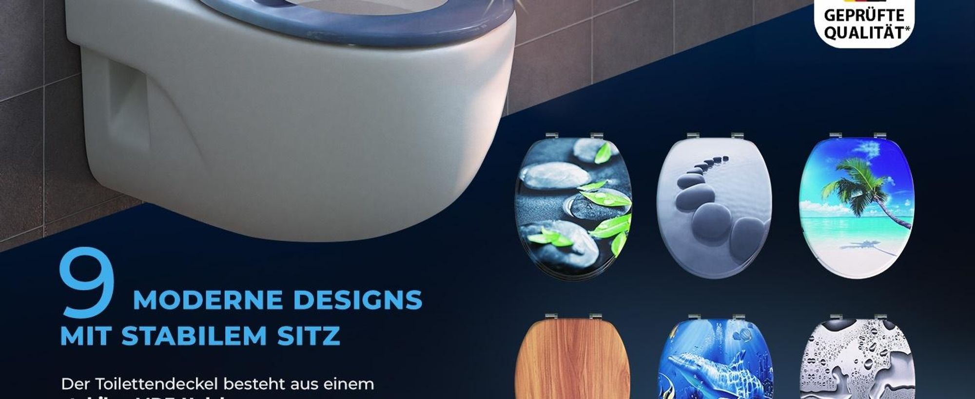 CASARIA WC Sitz mit doppelter Absenkautomatik Steine