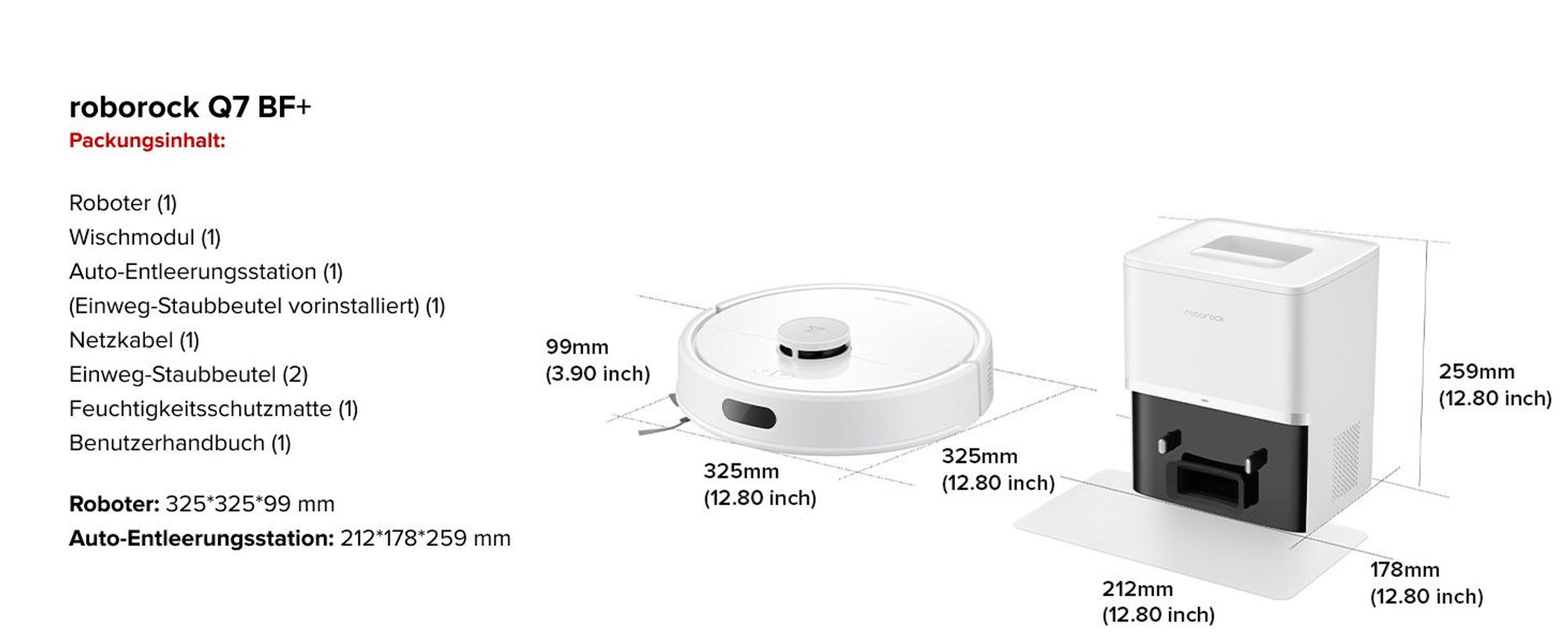 Roborock Q7 BF+ Staubsauger Roboter 8000 Pa(Upgrade von Q7 max+/Q5 Pro+/Q5 Max), Dual Anti-Tangle-System, PreciSense® LiDAR-Navigation, Weiß