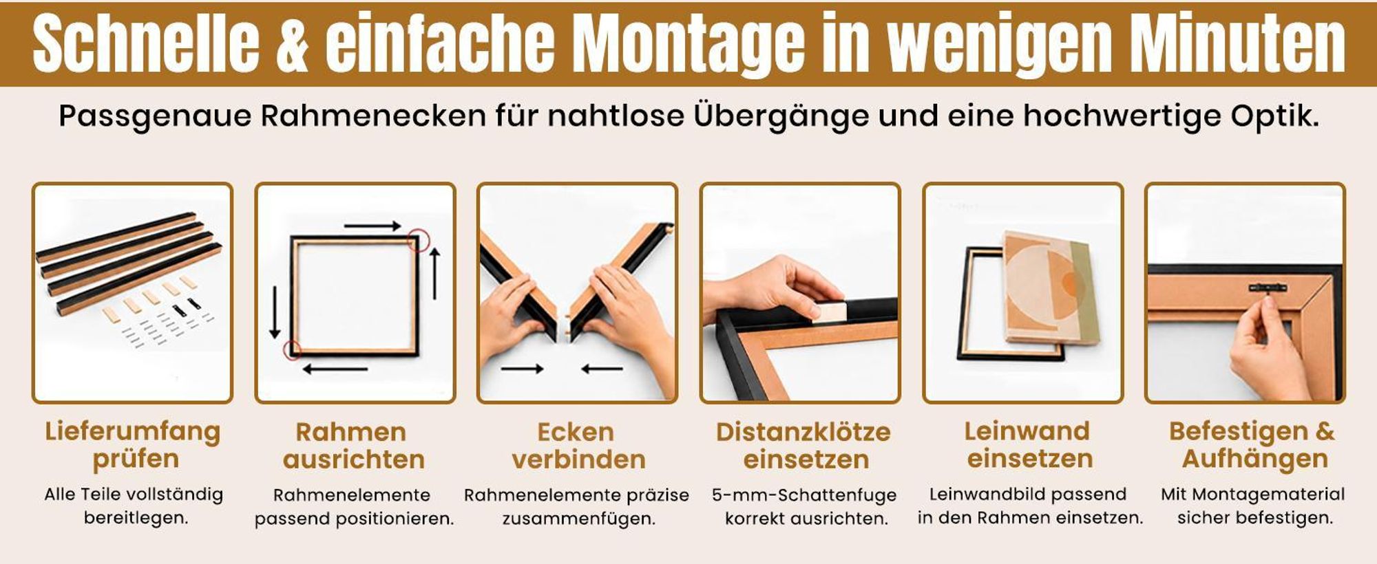 Monframe Schattenfugenrahmen XXL 80x100 cm - Sonoma Eiche - Leerrahmen mit Tiefeneffekt aus MDF Holz in zerlegter Form - für Leinwandbilder auf Keilrahmen