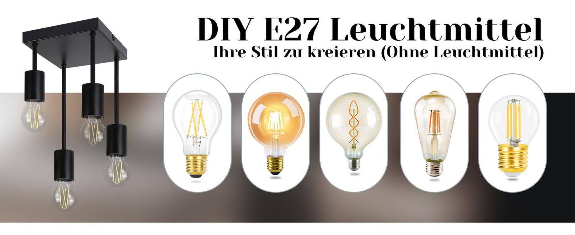 ZMH Deckenlampe 4 Flammig Vintage Schwarz E27 Küchenlampe Metall Hängend Industrial Deckenspots für küche Flur Wohnzimmer Bar (ohne Leuchtmittel)