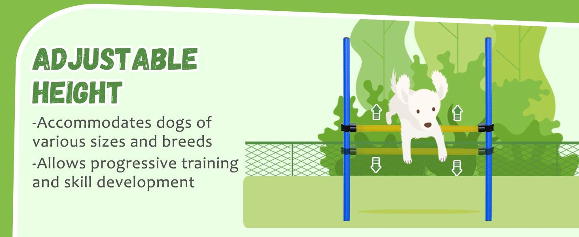 PawHut Agility Set Dogs 5-częściowy sprzęt do agility do szkolenia psów Wtykowy zestaw płotków z tunelem dla psów 4 drążki do slalomu Regulowana wysokość płotków Skrzynka na przerwy Torba transportowa Zestaw agility do gier Trening
