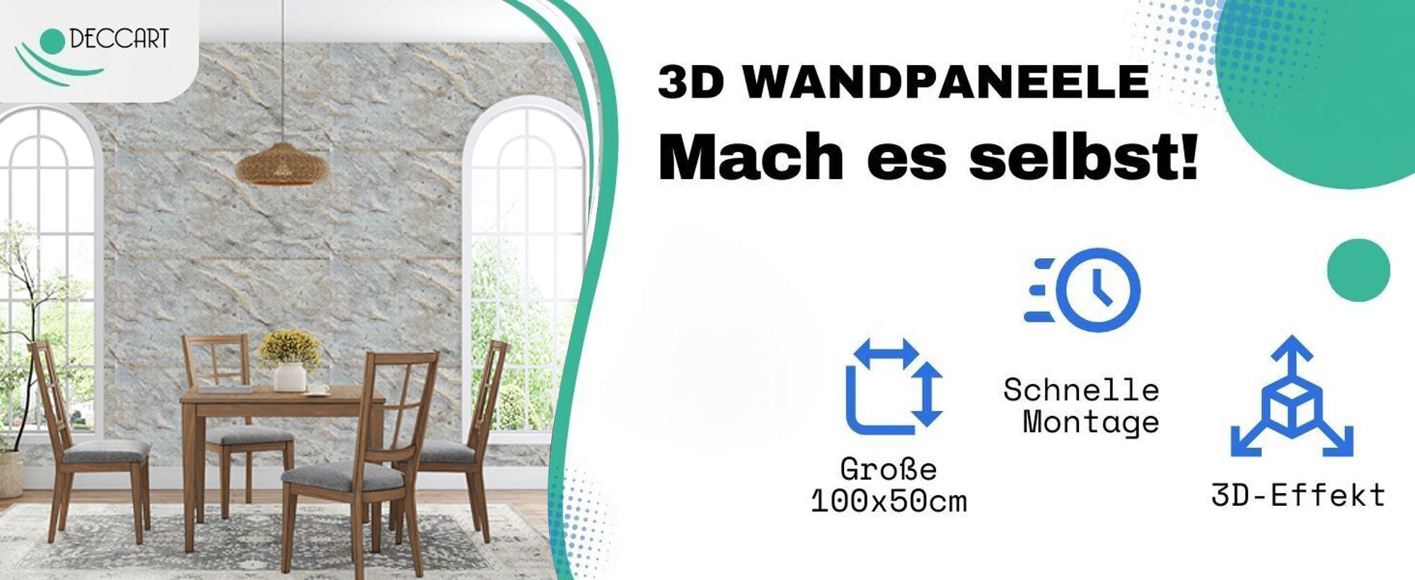 DECCART | 3D-Deckenplatten | Gold-Wandpaneele | Boulder 73 | Felsimitation | 100x50cm | 12m2