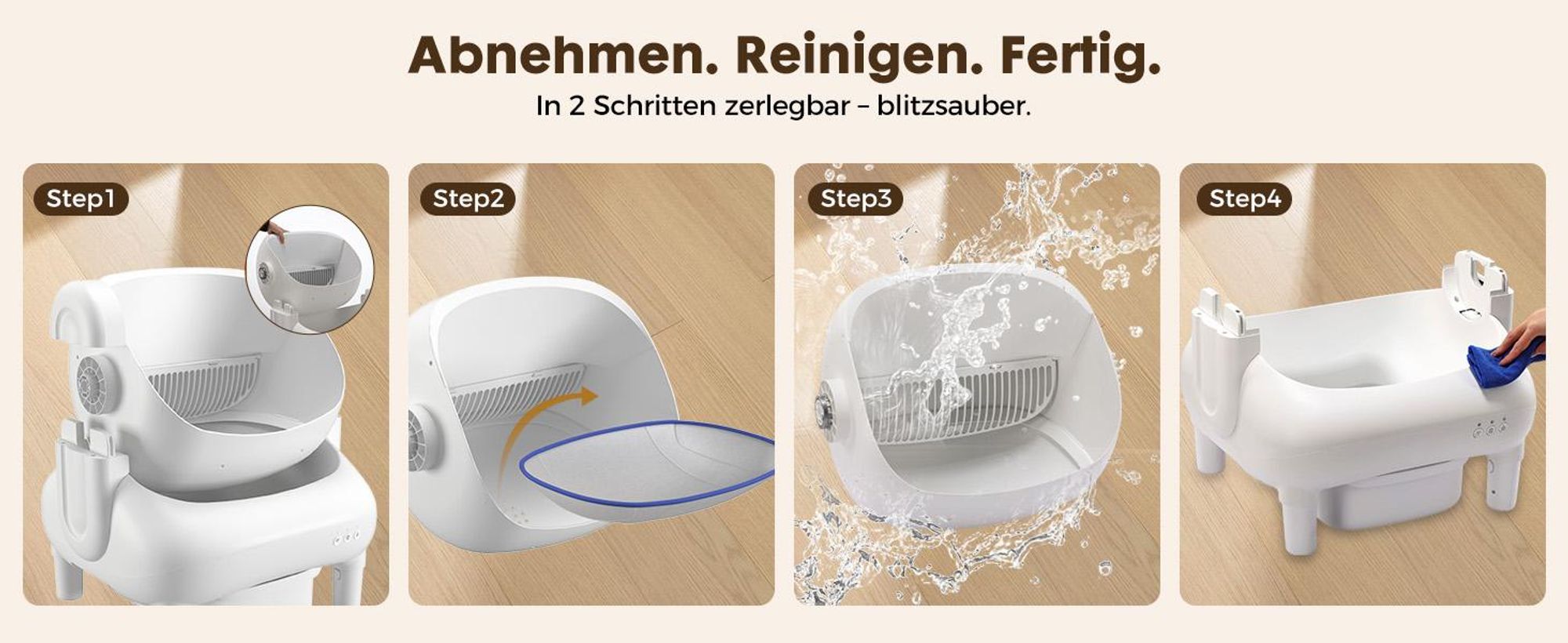 Katzentoilette Oben offene Automatische Katzenklo selbstreinigend Katzentoilette XXL Große Fassungsvermögen,App-Steuerung,für mehrere katzen
