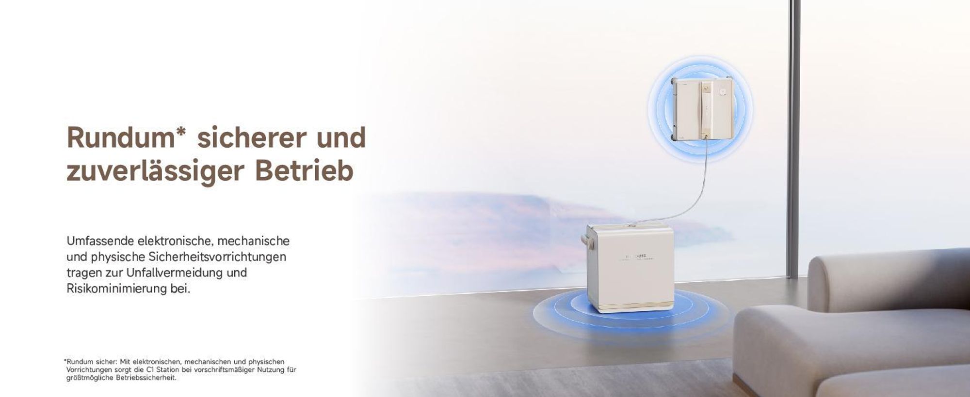 Dreame C1 Station Fensterputzroboter,5500Pa Saugkraft,Stabil und sicher,Nass-und Trockenreinigung,Dual-Spray,CornerClean,Intelligente Navigation,Creme