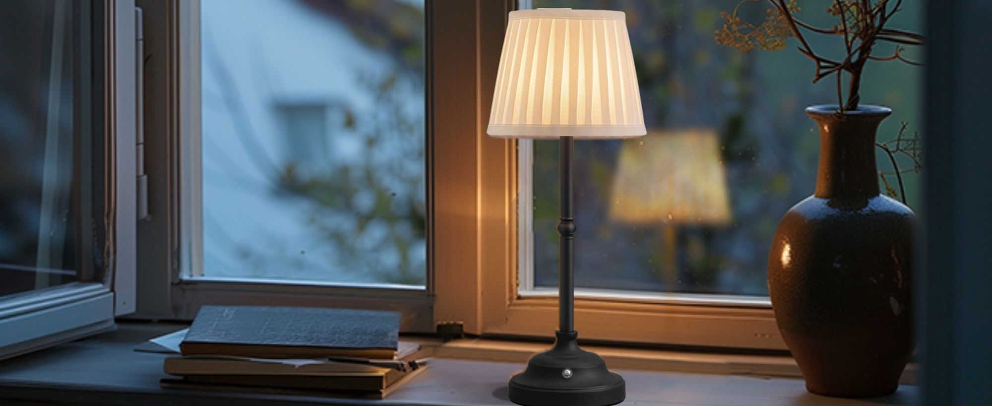 2erTragbare kabellose Schreibtischlampe, 5000 mAh, USB-Aufladung, stufenlose LED-Dimmung, Nachttischlampe, geeignet Schlafzimmer, Wohnzimmer，Esszimmer