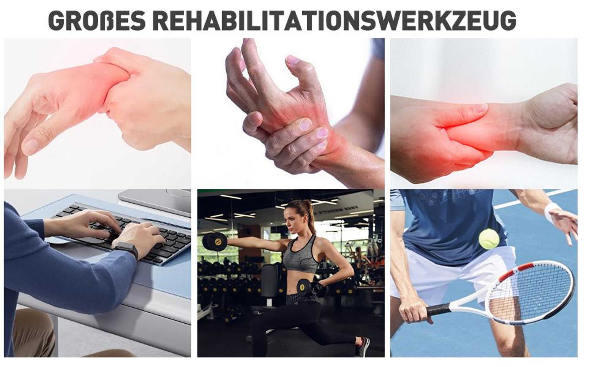 Handtrainer, Fingertrainer, Fingerhantel, Finger Trainingsgerät, 6er Set Handmuskeltrainer, Unterarmtrainer, Verstellbare