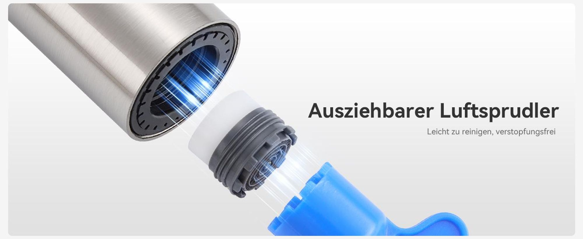 360° Drehbar, Ausziehbar Spültischarmatur, Cecipa Küchenarmatur 304 Edelstahl, 2 Strahlarten Wasserhahn, Einhandmischer für Spüle, Gebürstet