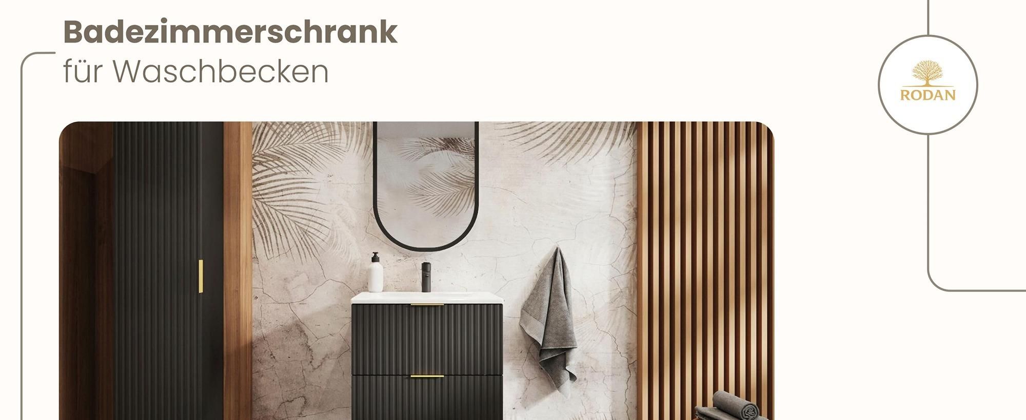 Badmöbel, Waschbeckenunterschrank, Badezimmerschränke, RODAN, Badschrank, Waschbecken, Bad