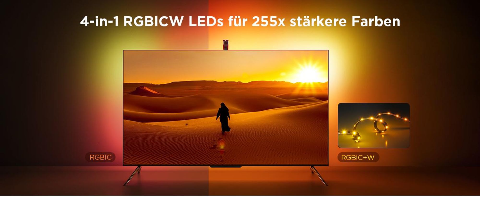 Govee TV Hintergrundbeleuchtung 3 Lite LED Strip mit Kamera, Sync für 55-65 Zoll TVs, Sprach- & APP-Steuerung