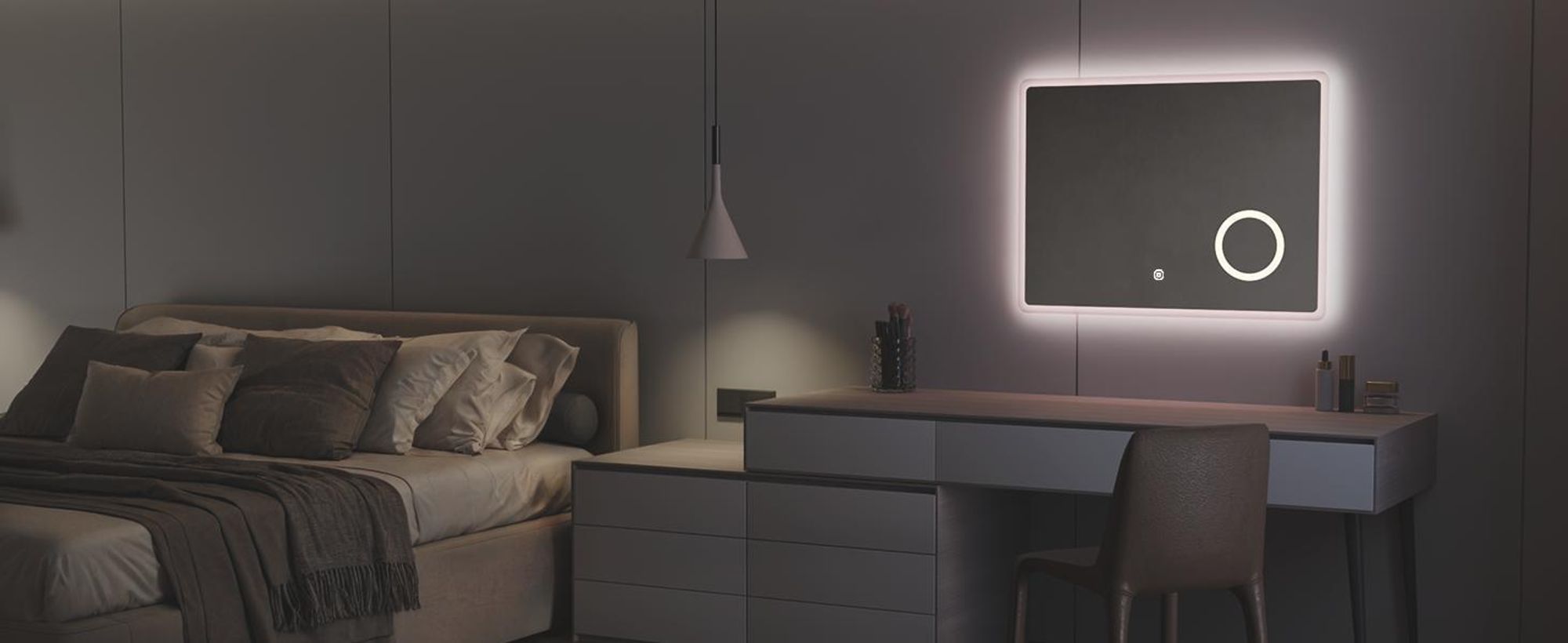 S'AFIELINA Specchio da bagno a LED Specchio da bagno con illuminazione Specchio da parete con interruttore a sfioramento, ingrandimento 3x, risparmio energetico, IP44, 60x100 cm