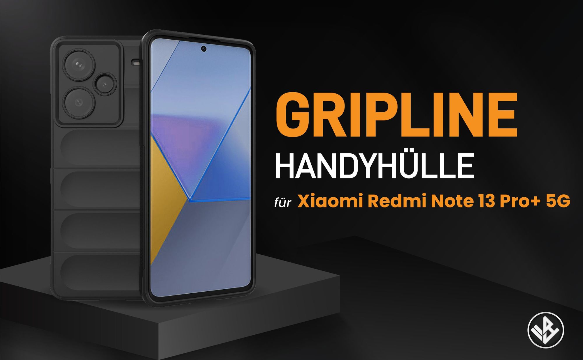 Schwarze ergonomische Grip Schutzhülle für das Xiaomi Redmi Note 13 Pro+ 5G