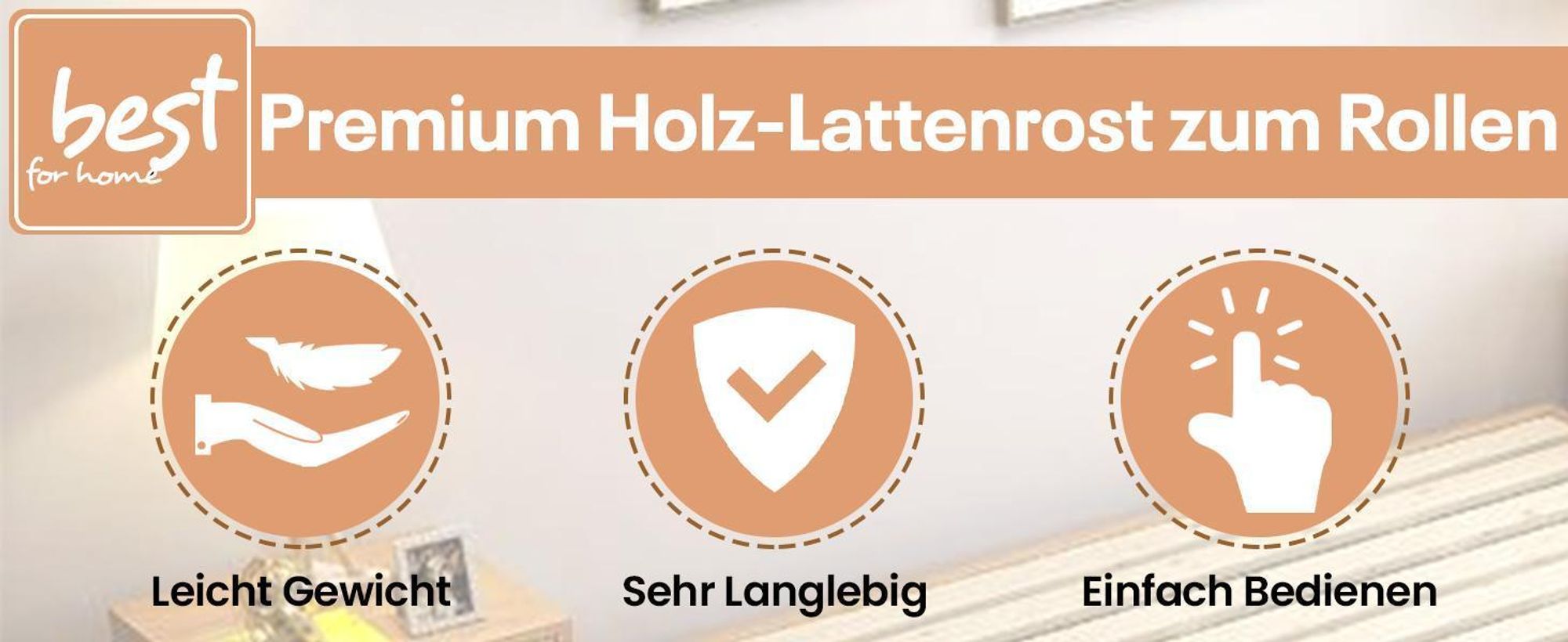 Best For You Rollrost 90x160 aus 10 massiven stabilen Holzlatten Geeignet für alle Matratzen