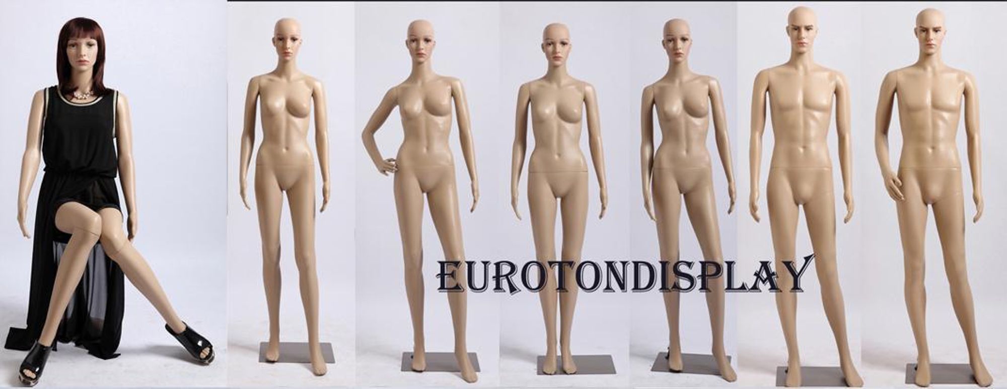 Eurotondisplay weibliche Schaufensterpuppen zwei Perücken ,Metallplatte
