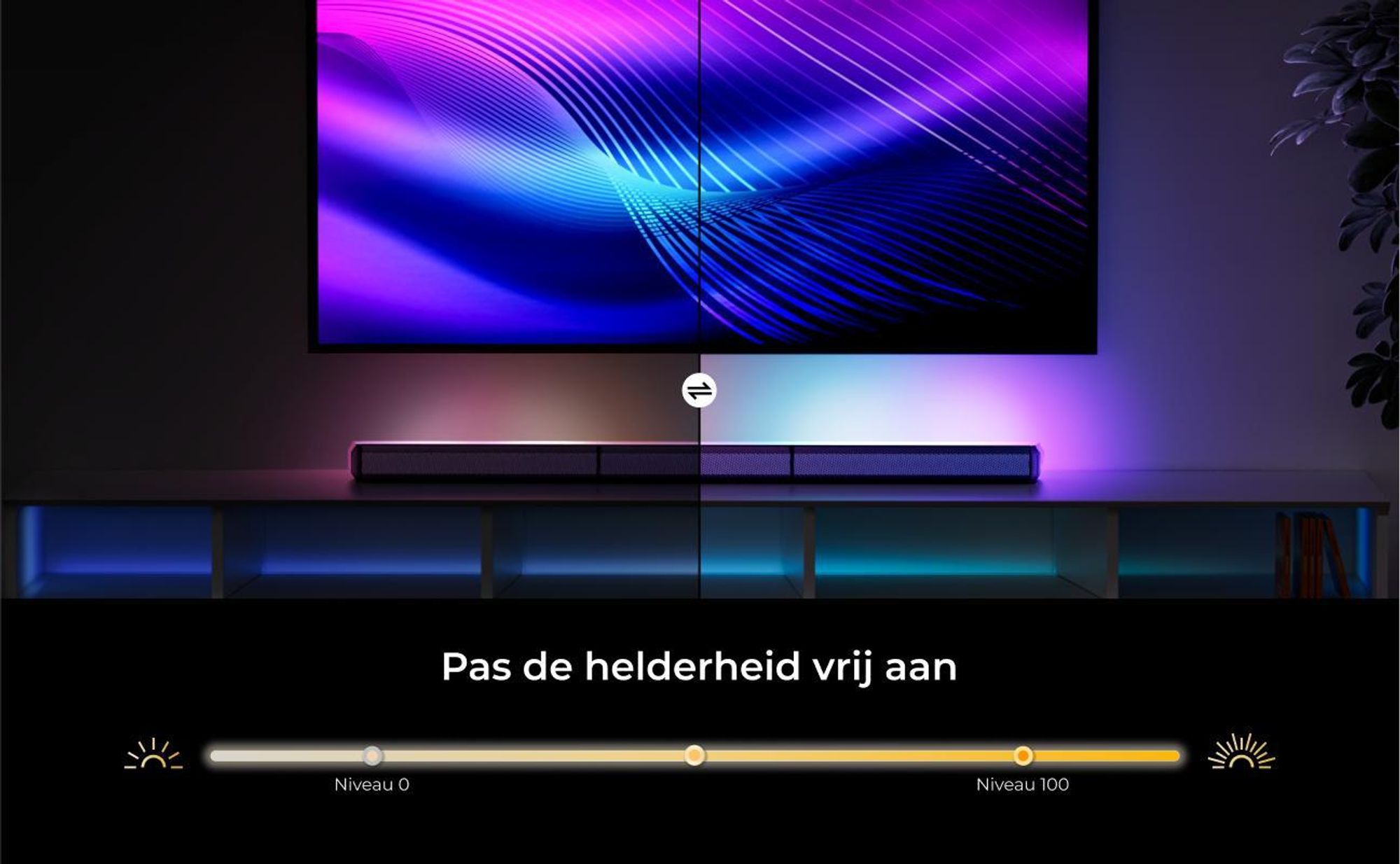 ULTIMEA 7.1kanálový odnímatelný soundbar s RGB osvětlením, virtuální prostorový zvukový systém se subwooferem, 2 prostorové reproduktory, 410 W