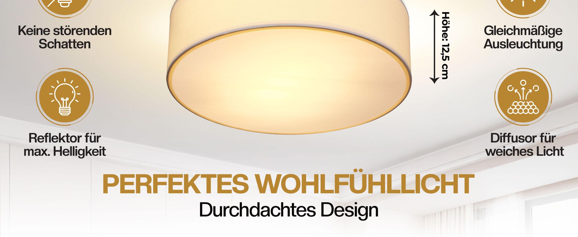 MONZANA Deckenlampe Stoff Wohnzimmer
