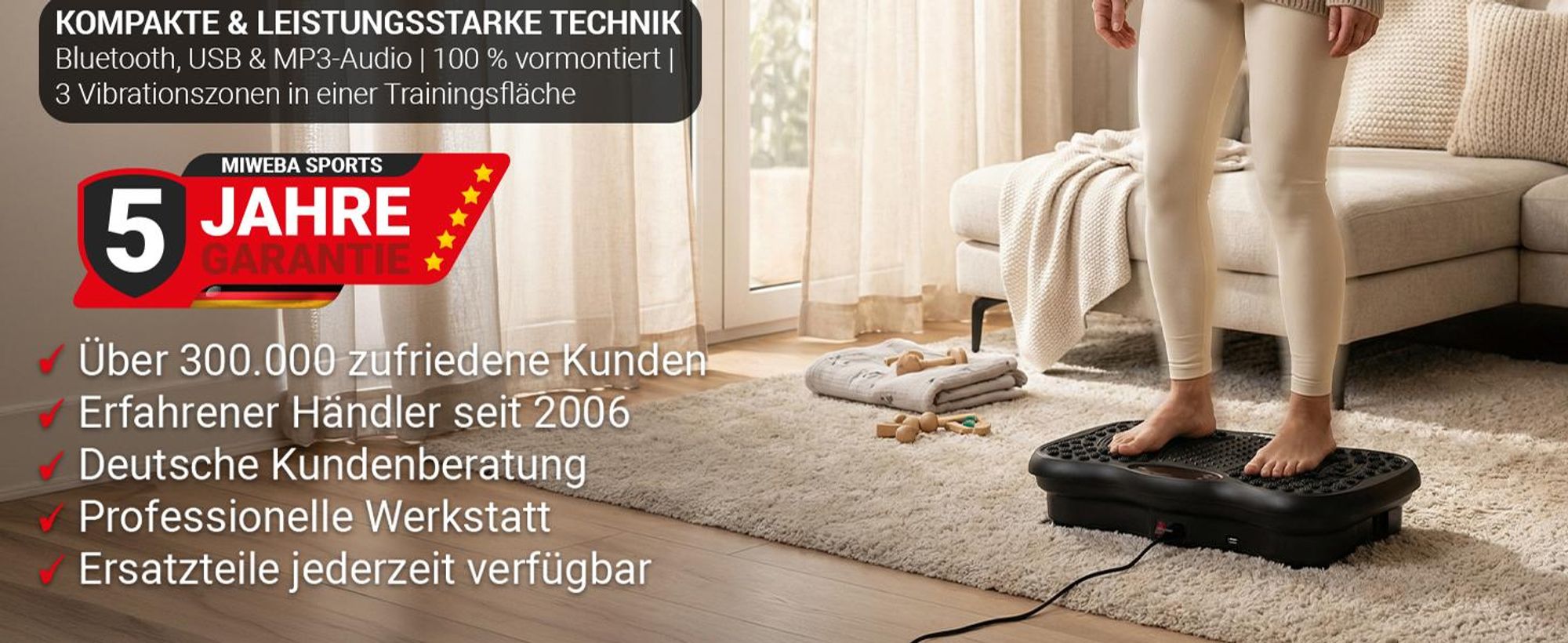 Miweba Sports Vibrationsplatte MV150 | Vibroplatte - LCD Vibrotrainer - Trainingsgerät - bis 150 kg - 120 Intensitätsstufen - Fernbedienung (Schwarz)