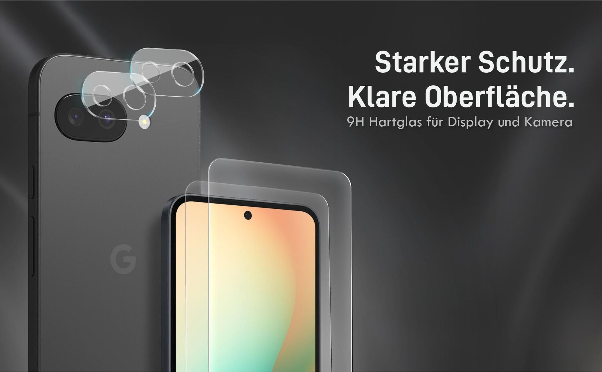 Kamera + Display Glas Set für Google Pixel 9a kompatibel mit allen gängigen Hüllen