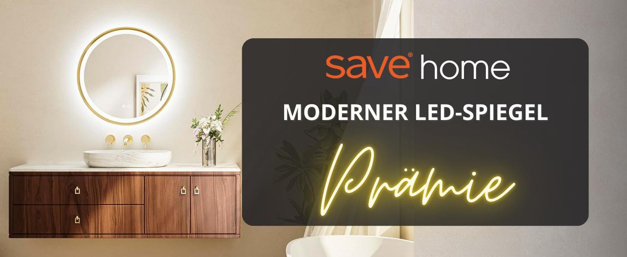 LED Badezimmerspiegel Rund 80 cm – Badspiegel mit LED Beleuchtung, Touch-Schalter, Anti-Beschlag, 3 Lichtfarben, Goldener Rahmen – SAVE HOME