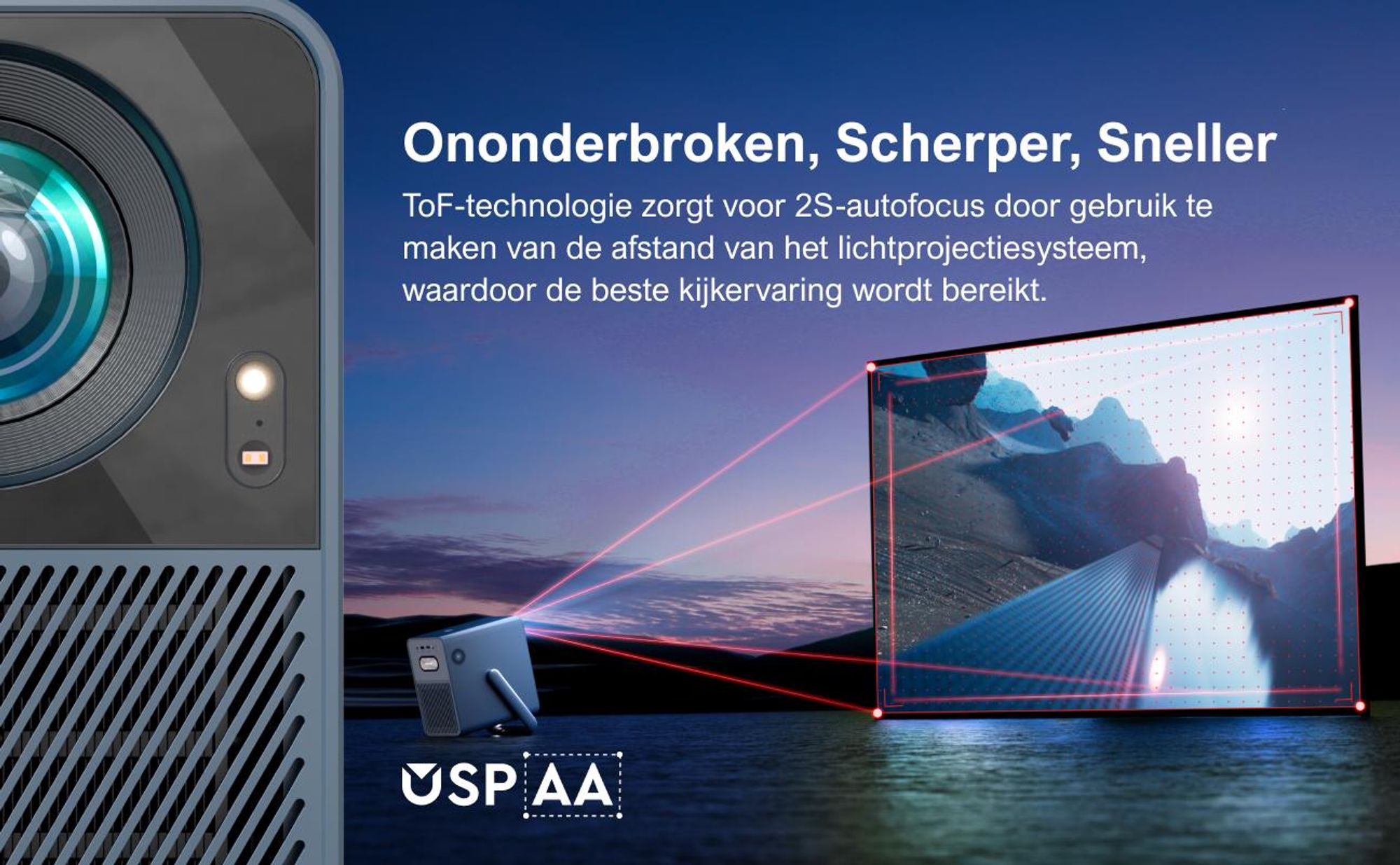 Poseidon E40 beamer, Android TV 11.0 met Netflix, Dolby Audio beamer, contrastverhouding 2000:1, resolutie 1920 x 1080 pixels, ergonomisch handvatontwerp, draagbare projector met native 1080P